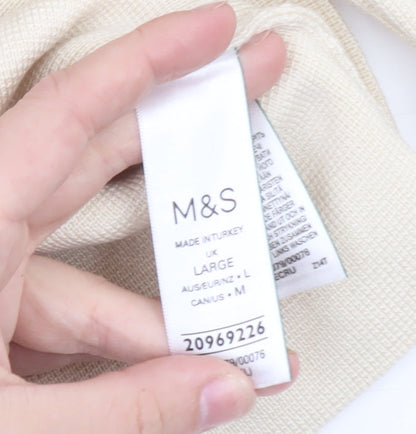 Marks and Spencer Women Beige Large Button Knit Cardigan