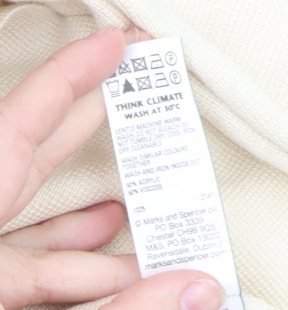 Marks and Spencer Women Beige Large Button Knit Cardigan