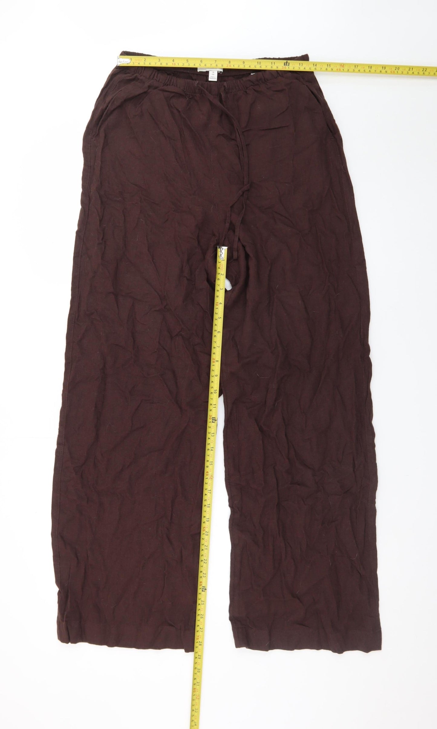 Marks and Spencer Women’s Brown Linen Blend Wide-Leg Trousers Size 10