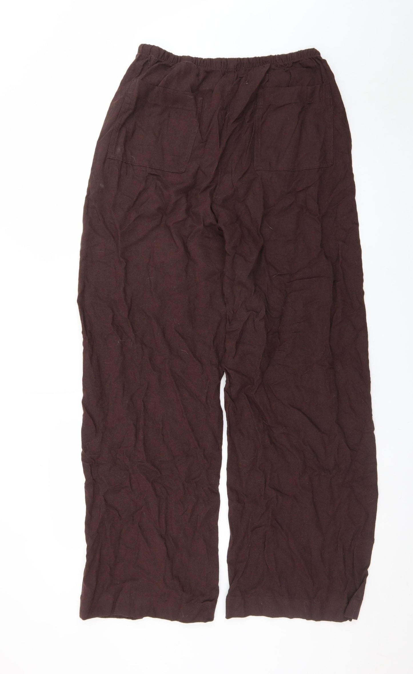 Marks and Spencer Women’s Brown Linen Blend Wide-Leg Trousers Size 10