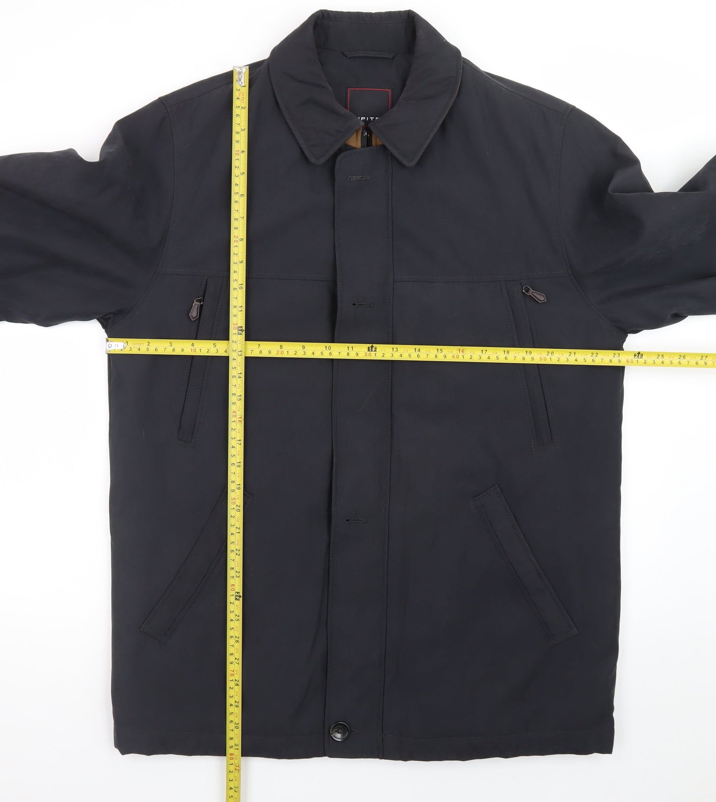 Jupiter Men's Black Classic Mid-Length Overcoat Size 48 Lined Polyester