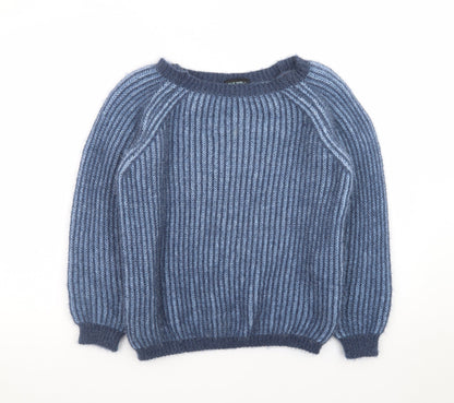 Blue Vanilla Women's Blue Chunky Knit Crew Neck Pullover Jumper One Size