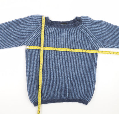Blue Vanilla Women's Blue Chunky Knit Crew Neck Pullover Jumper One Size