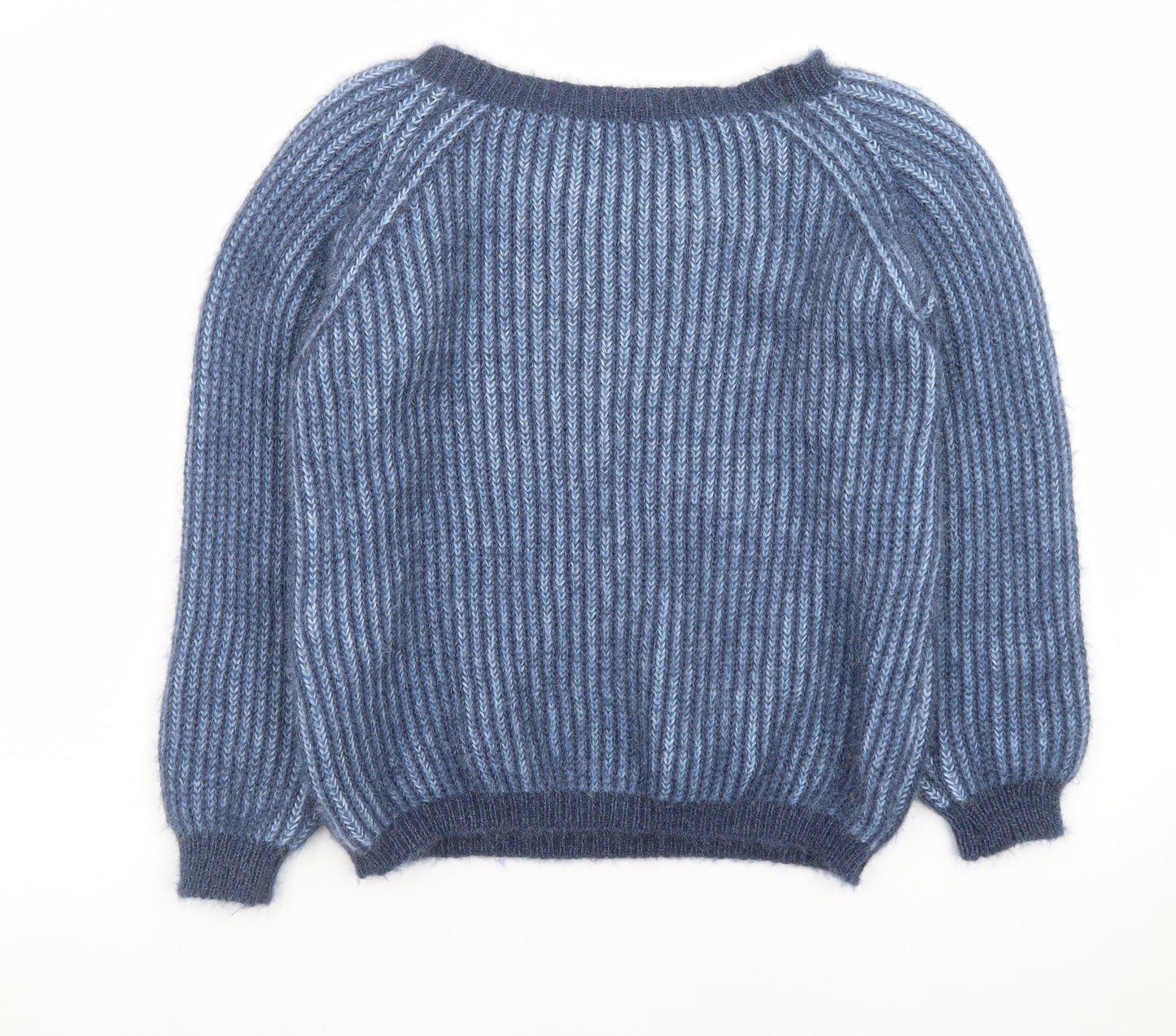 Blue Vanilla Women's Blue Chunky Knit Crew Neck Pullover Jumper One Size