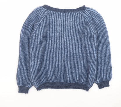 Blue Vanilla Women's Blue Chunky Knit Crew Neck Pullover Jumper One Size