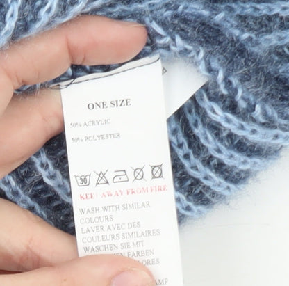 Blue Vanilla Women's Blue Chunky Knit Crew Neck Pullover Jumper One Size