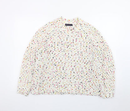 Marks and Spencer Women's Cream Multicoloured Speckled Knit Jumper Size M