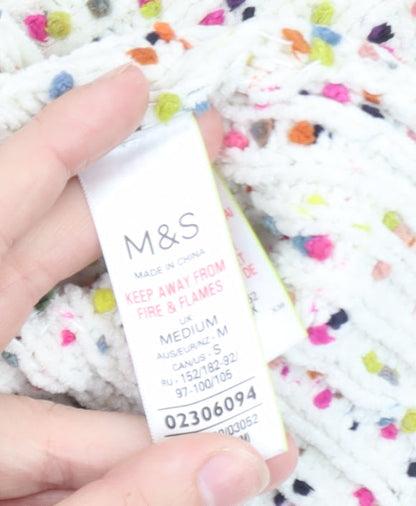 Marks and Spencer Women's Cream Multicoloured Speckled Knit Jumper Size M