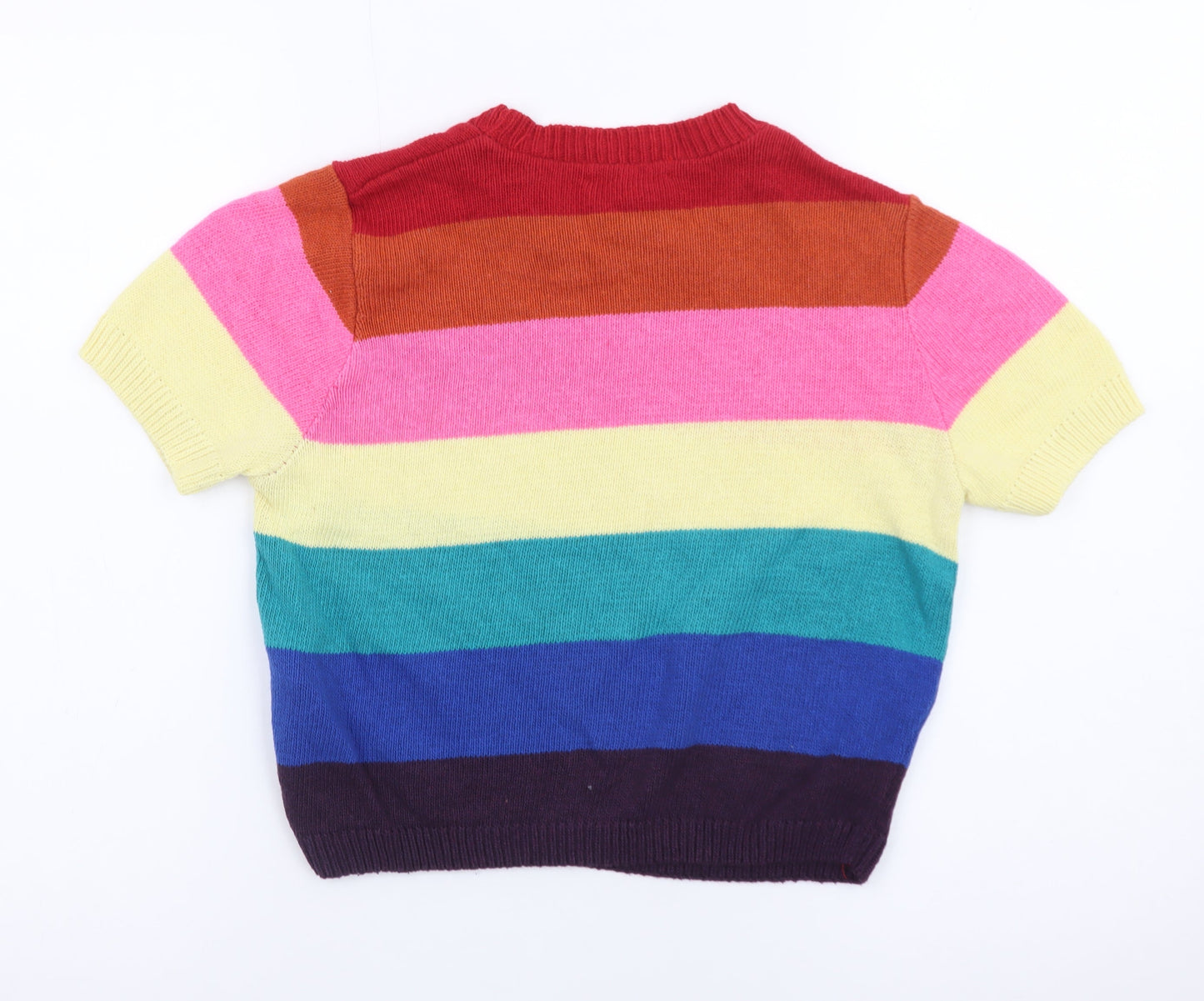 New Look Women Multicoloured Stripe Short Sleeve Knit Jumper Size S