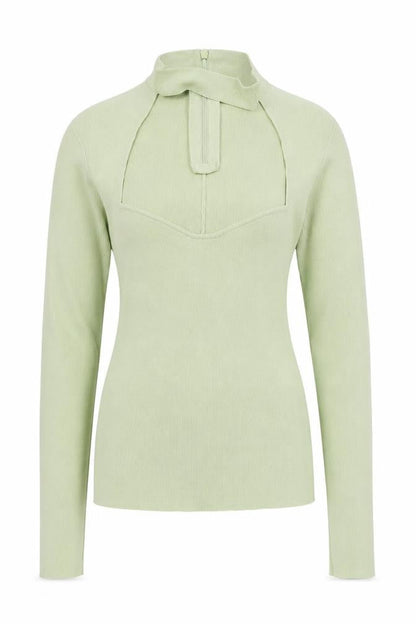 Zara Women’s Green High Neck Long Sleeve Slim Knit Jumper Size 8