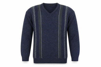 BHS Men's Blue Wool Blend V-Neck Pullover Jumper Size L