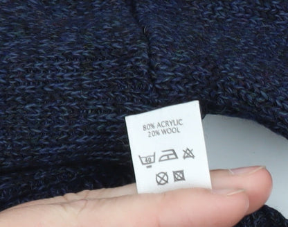 BHS Men's Blue Wool Blend V-Neck Pullover Jumper Size L
