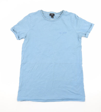 River Island Men's Blue XS Crew Neck Cotton T-Shirt