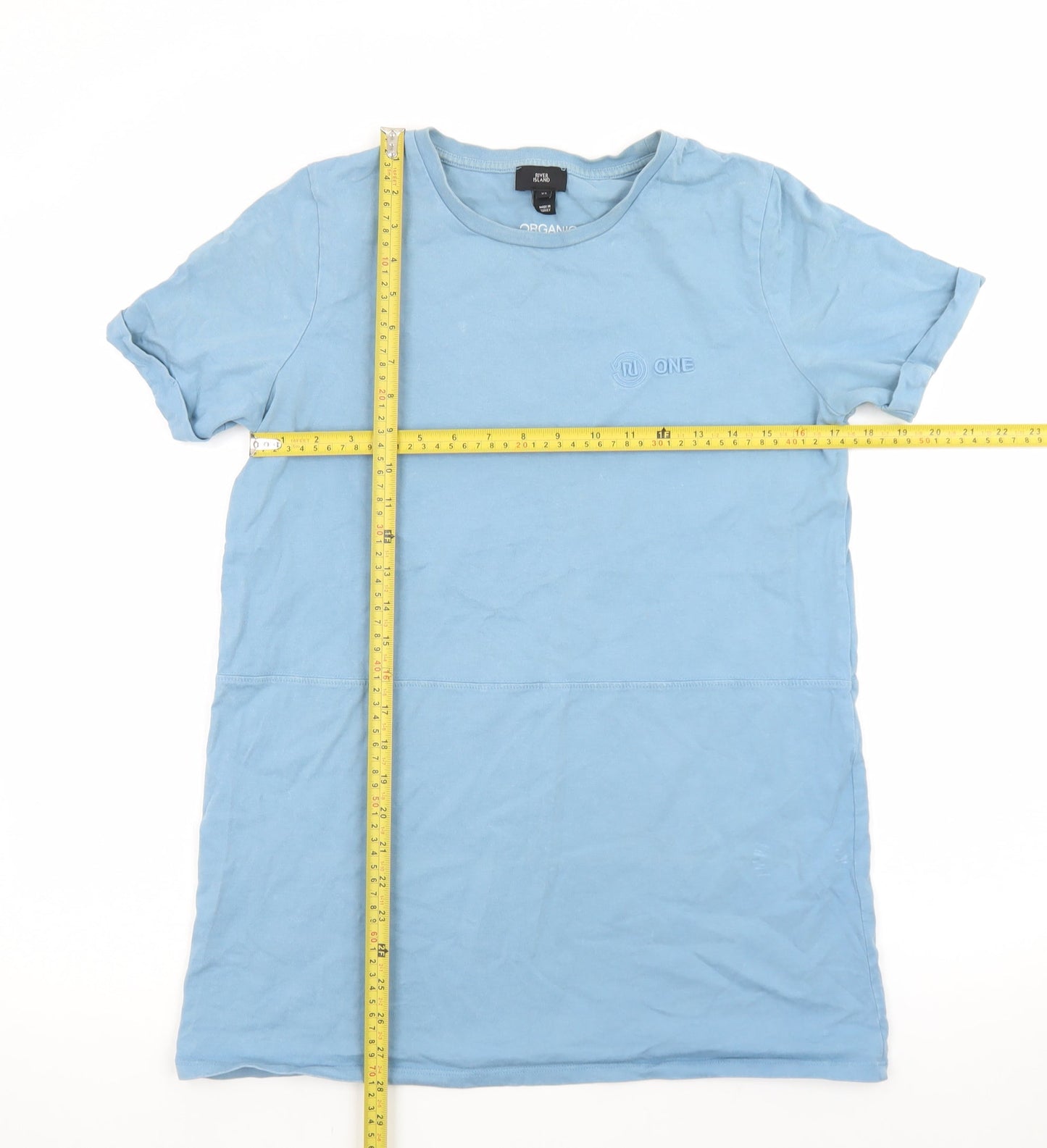 River Island Men's Blue XS Crew Neck Cotton T-Shirt