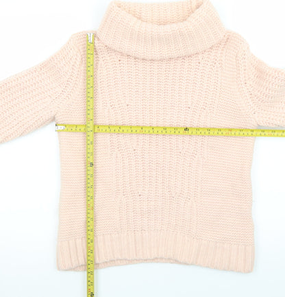 Banana Republic Women Beige Wool Blend Roll Neck Jumper M