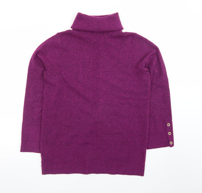 White Stuff Women Purple Roll Neck Wool Blend Jumper Size 10
