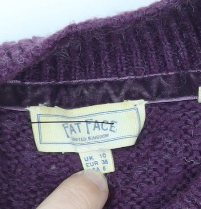 Fat Face Women's Purple Knit Crew Neck Pullover Jumper Size 10