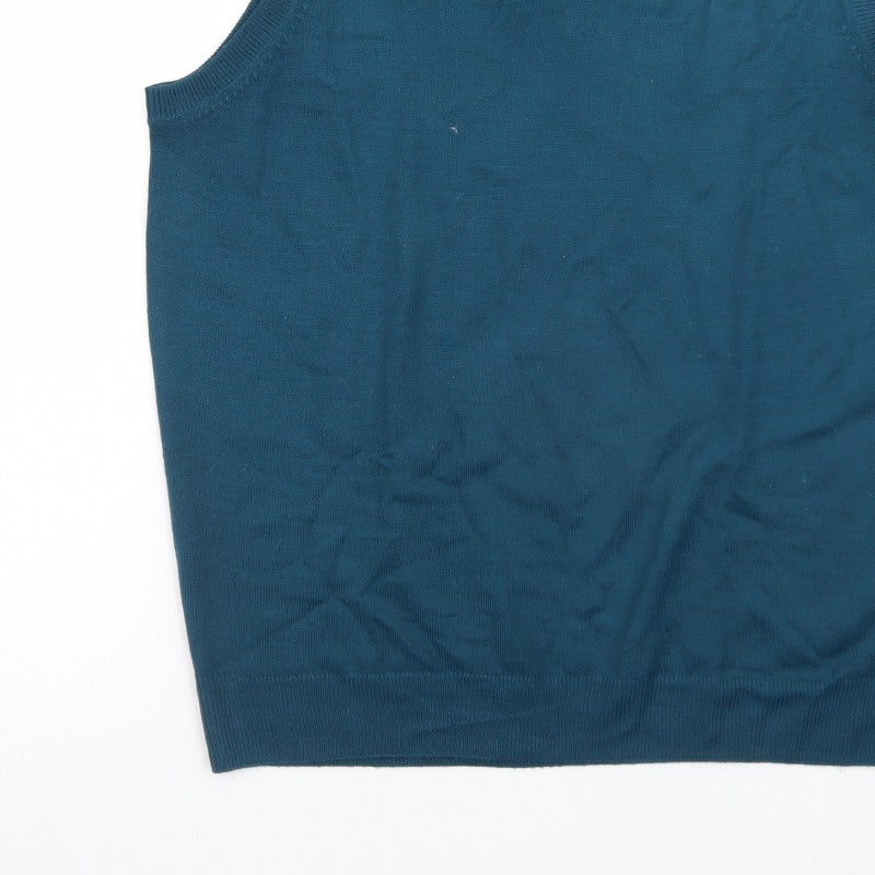 James Pringle Men's Blue Sleeveless V-Neck Knit Vest M