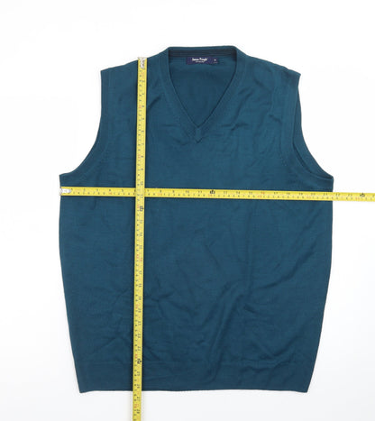 James Pringle Men's Blue Sleeveless V-Neck Knit Vest M