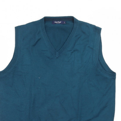 James Pringle Men's Blue Sleeveless V-Neck Knit Vest M