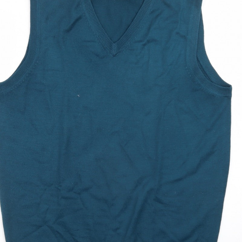 James Pringle Men's Blue Sleeveless V-Neck Knit Vest M