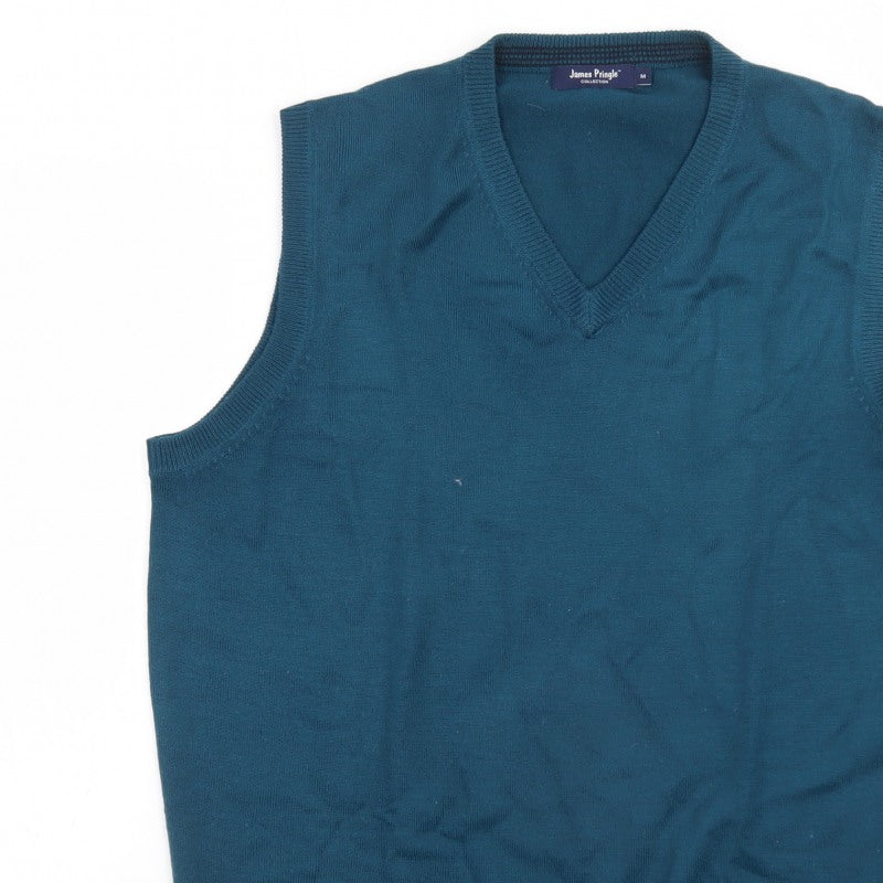 James Pringle Men's Blue Sleeveless V-Neck Knit Vest M
