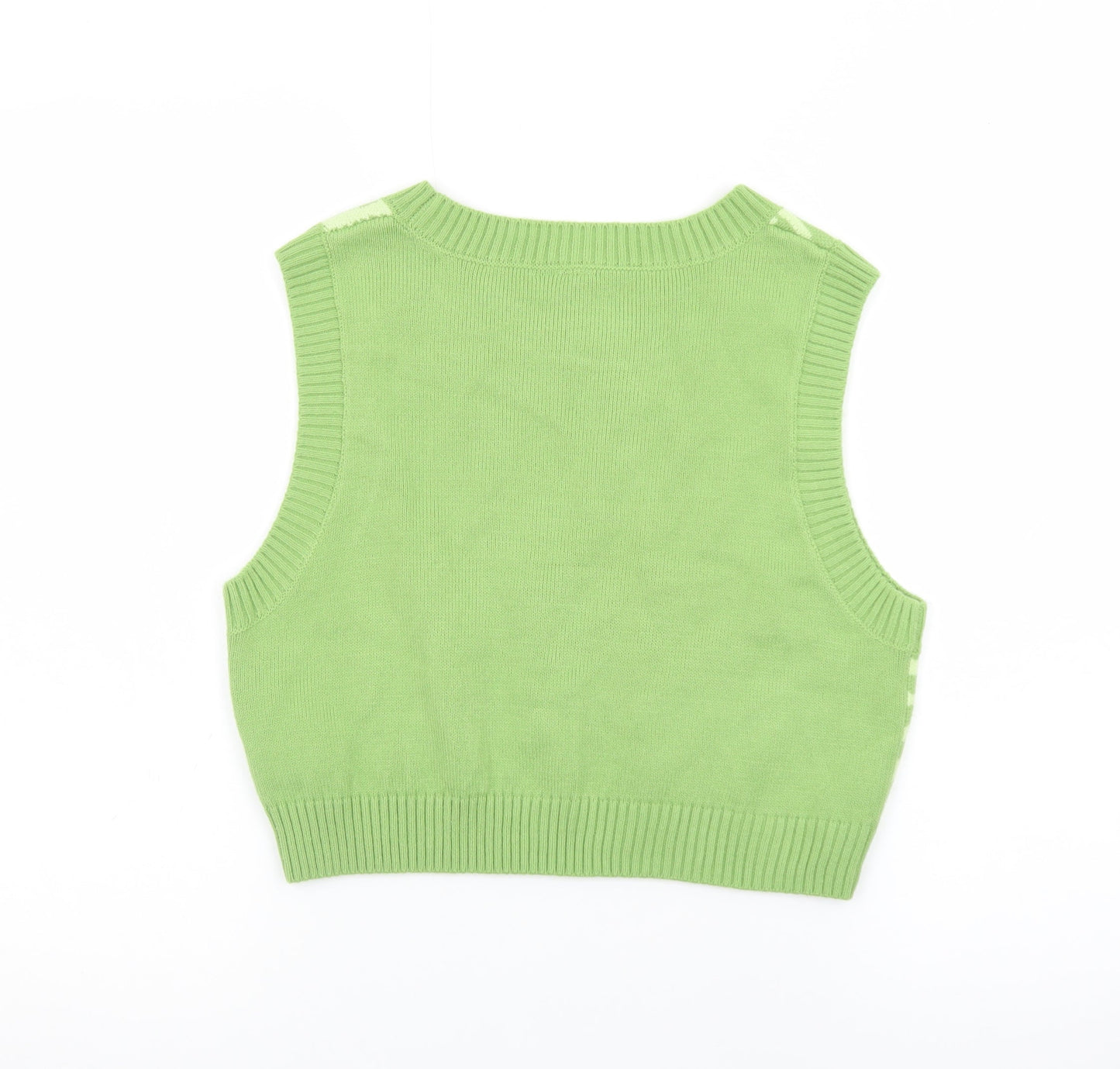 H&M Divided Women Green Crew Neck Sleeveless Knit Vest Size 12