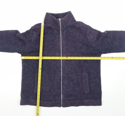 Marks and Spencer Men's Purple Full Zip Cotton Knit Jumper L