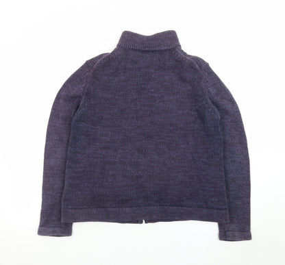 Marks and Spencer Men's Purple Full Zip Cotton Knit Jumper L