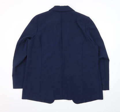 Damart Women Navy Blue Blazer Jacket UK 20 Regular Fit Single Breasted