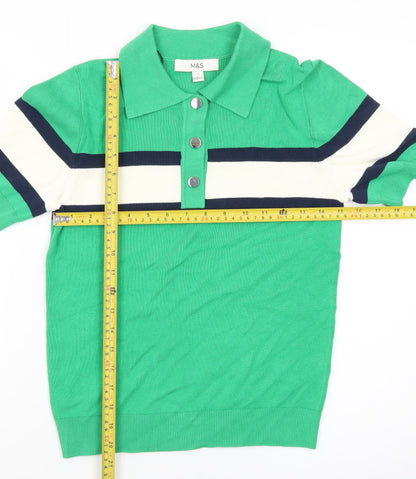 Marks and Spencer Men’s Green Colourblock Polo Shirt Size S