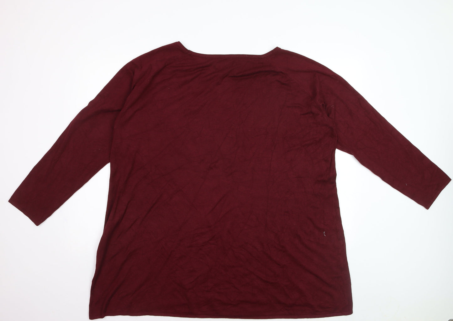 Even&Odd Women's Red 3/4 Sleeve Scoop Neck Pullover Jumper Size 22