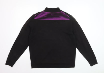 Green Lamb Women's Black Argyle 1/2 Zip Jumper Size 16