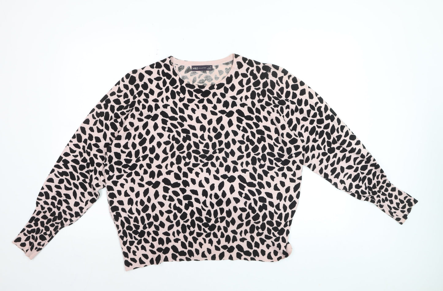Marks and Spencer Women Pink Animal Print Relaxed Fit Pullover Jumper Size 22