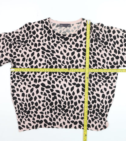 Marks and Spencer Women Pink Animal Print Relaxed Fit Pullover Jumper Size 22