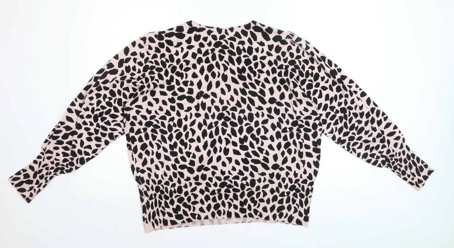Marks and Spencer Women Pink Animal Print Relaxed Fit Pullover Jumper Size 22
