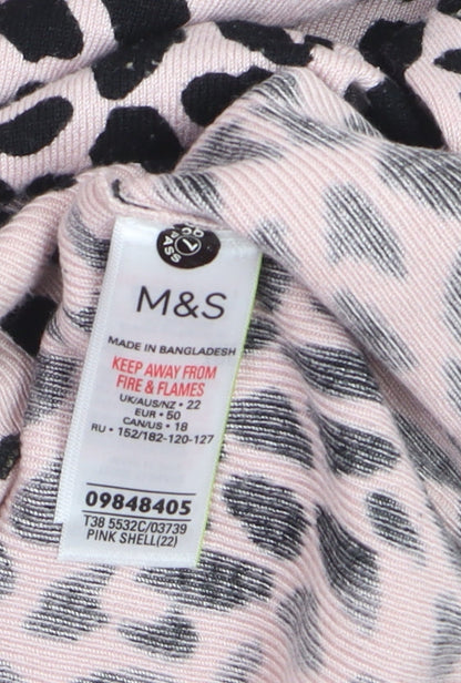 Marks and Spencer Women Pink Animal Print Relaxed Fit Pullover Jumper Size 22