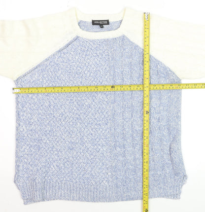 Debenhams Women Blue Crew Neck Cable Knit Pullover Jumper Size 14