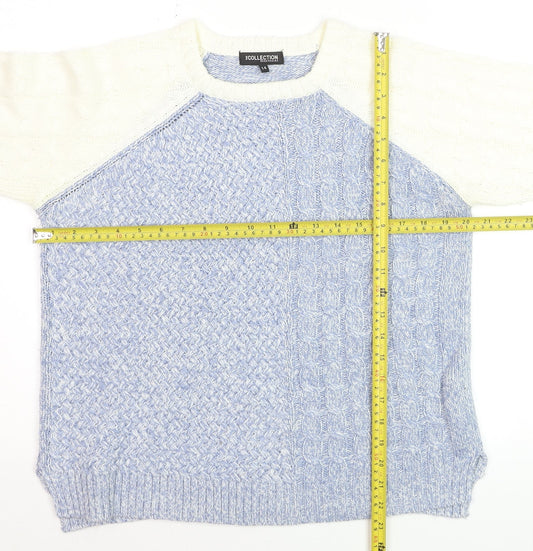 Debenhams Women Blue Crew Neck Cable Knit Pullover Jumper Size 14