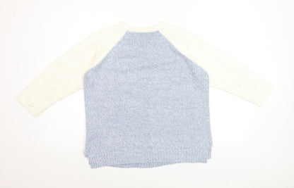 Debenhams Women Blue Crew Neck Cable Knit Pullover Jumper Size 14