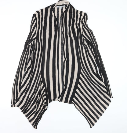Chesca Women’s Black Stripe Long Sleeve Open Knit Cardigan Size 18
