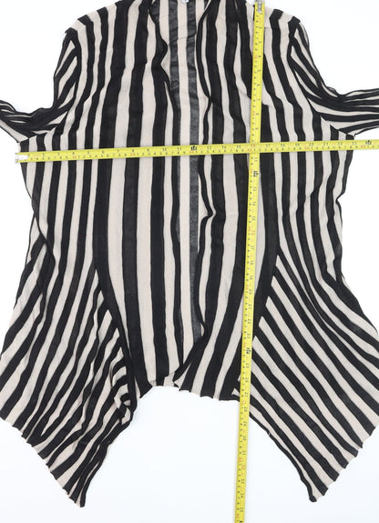 Chesca Women’s Black Stripe Long Sleeve Open Knit Cardigan Size 18