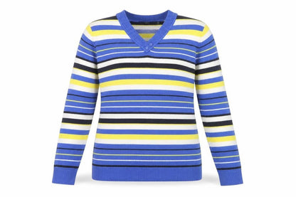 Isle Essentials Women’s Multicoloured Striped V-Neck Knit Jumper L