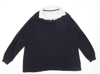 Marks and Spencer Women’s Navy Collared Long Sleeve Pullover Jumper Size 22