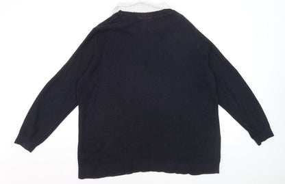 Marks and Spencer Women’s Navy Collared Long Sleeve Pullover Jumper Size 22