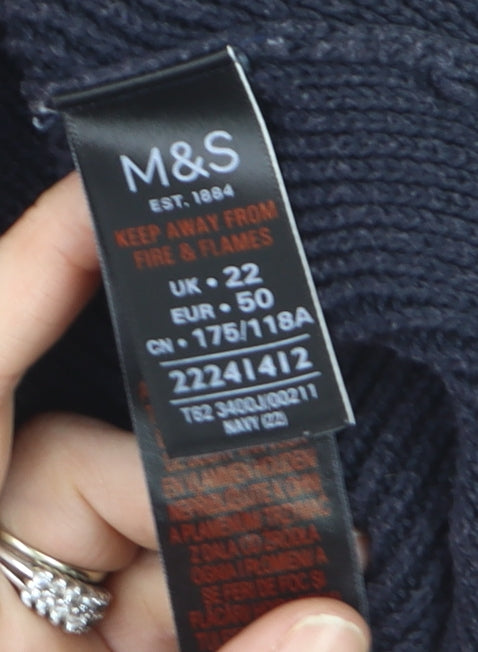 Marks and Spencer Women’s Navy Collared Long Sleeve Pullover Jumper Size 22