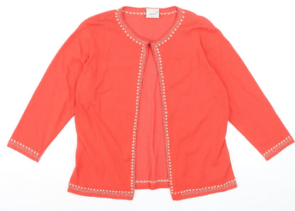 Next Women Red Embroidered Round Neck Cardigan UK 16
