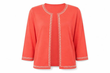 Next Women Red Embroidered Round Neck Cardigan UK 16
