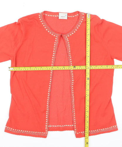 Next Women Red Embroidered Round Neck Cardigan UK 16