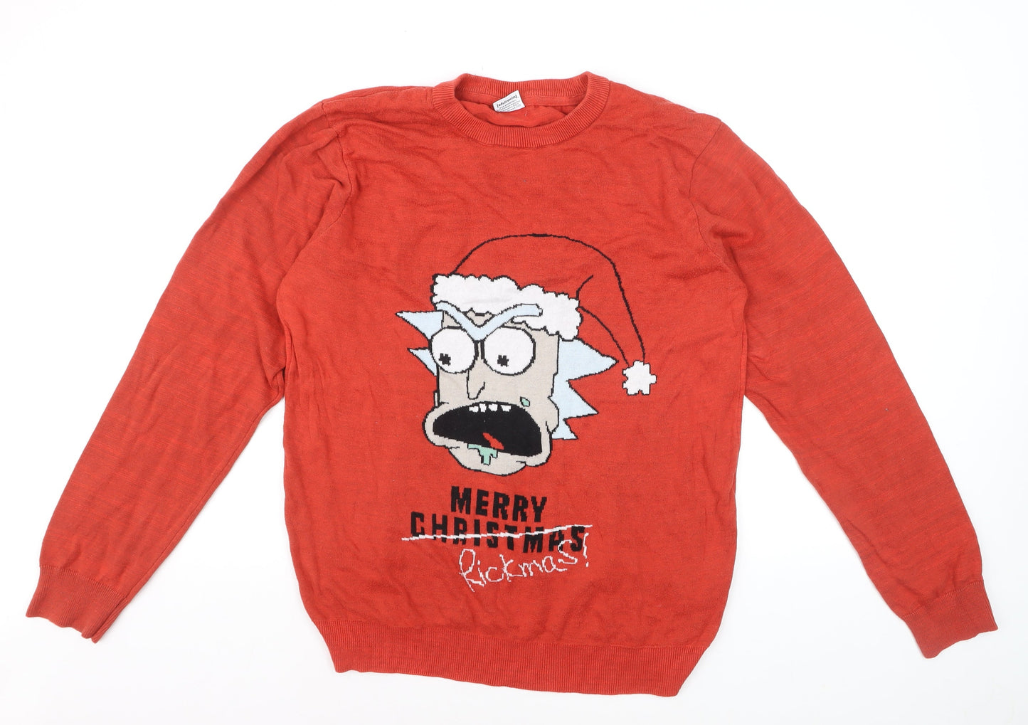 George Rick and Morty Red Men's L Christmas Jumper Pullover